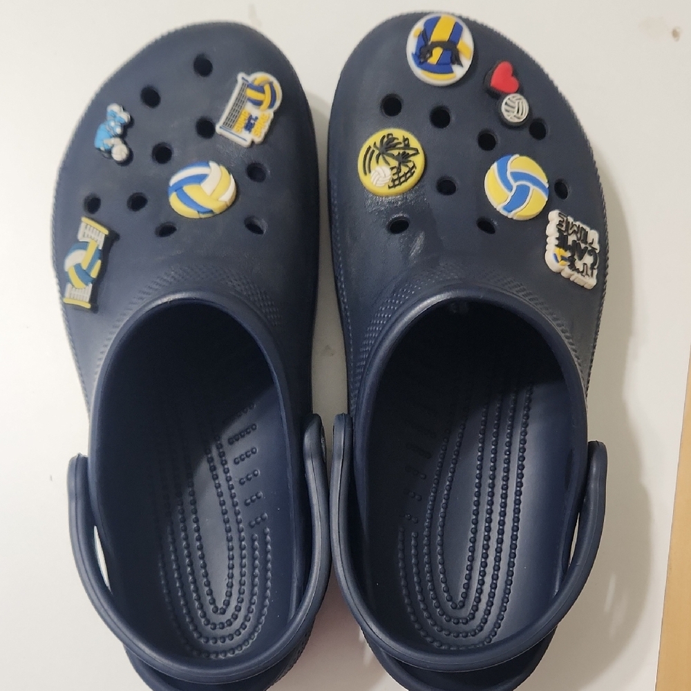 CROCS Kids Dark Blue Clogs with Sports Charms